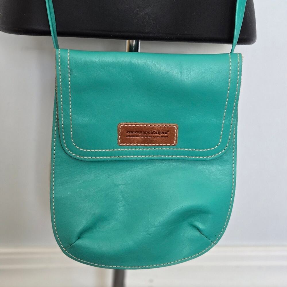 Cueropapel&Tijera‎ Blue Turquoise Leather Small Crossbody Bag